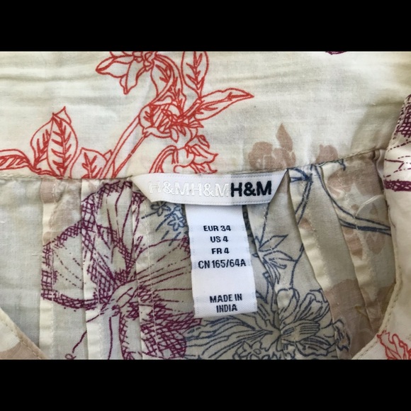 H&M cotton floral print A-line skirt sz 4 - Picture 4 of 4